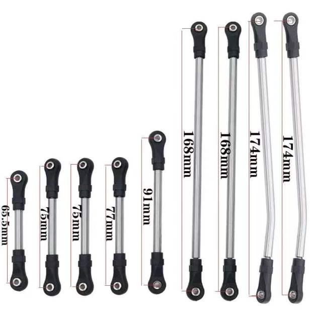 Stainless Steel Linkage Rod Upgrade Kit for 1/10 RC Crawlers, Fits Axial SCX10 II/III, TRX4, Capra 1.9 UTB  LG07
