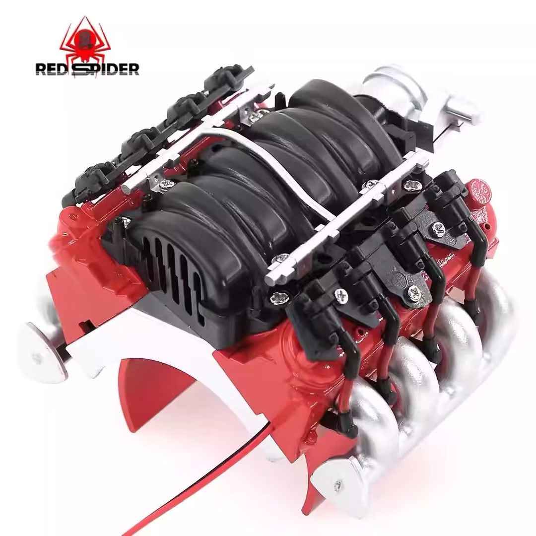Red Spider R403 LS3 V8 Simulated Engine Cooling Fan, 1/10 RC Crawler Engine Bay Upgrade Parts, Compatible with TRX4, SCX10, D90