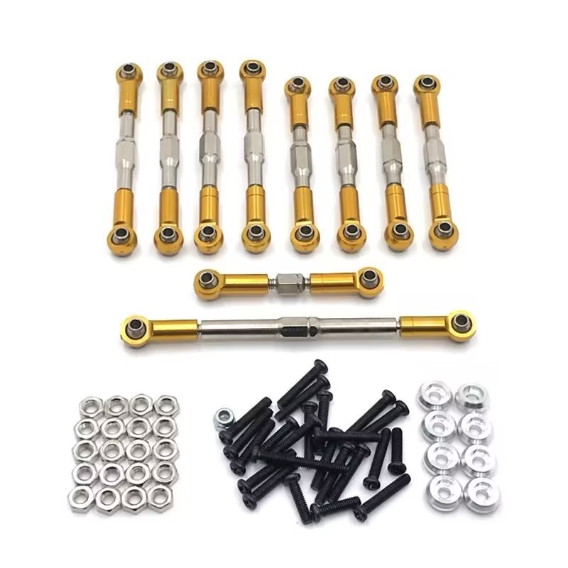 Full Adjustable Metal Linkage Kit for 1/16 RC Crawler, Upgrade Steering & Servo Tie Rods Compatible with WPL, Henglong, FY, JJRC RC Off-road Cars, Multiple Colors Avail LG9able
