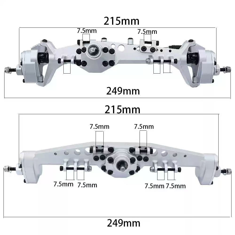 Capra 1.9 Metal Portal Axle Set, Front & Rear Axle Assembly, VP Diamond Axle Style Upgrade for RC Crawlers Q02