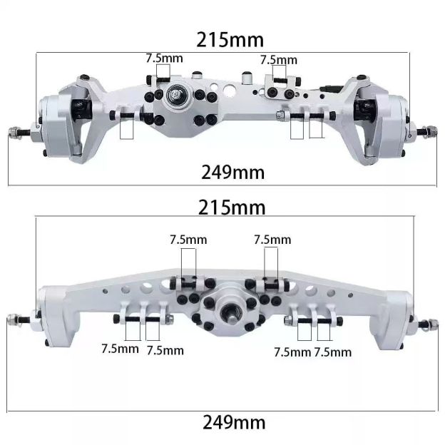 Capra 1.9 Metal Portal Axle Set, Front & Rear Axle Assembly, VP Diamond Axle Style Upgrade for RC Crawlers Q02