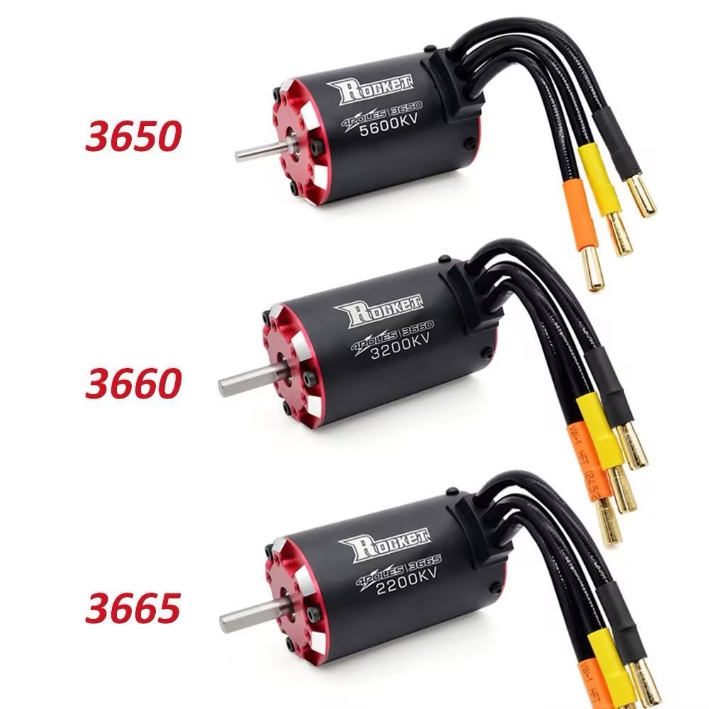  Rocket Supersonic 3650/3660/3665/3670/3674 4-Pole Sensorless Inrunner Brushless Motor | Upgrade for 1/10 RC Buggy, Monster Truck & On-Road Car DJ007