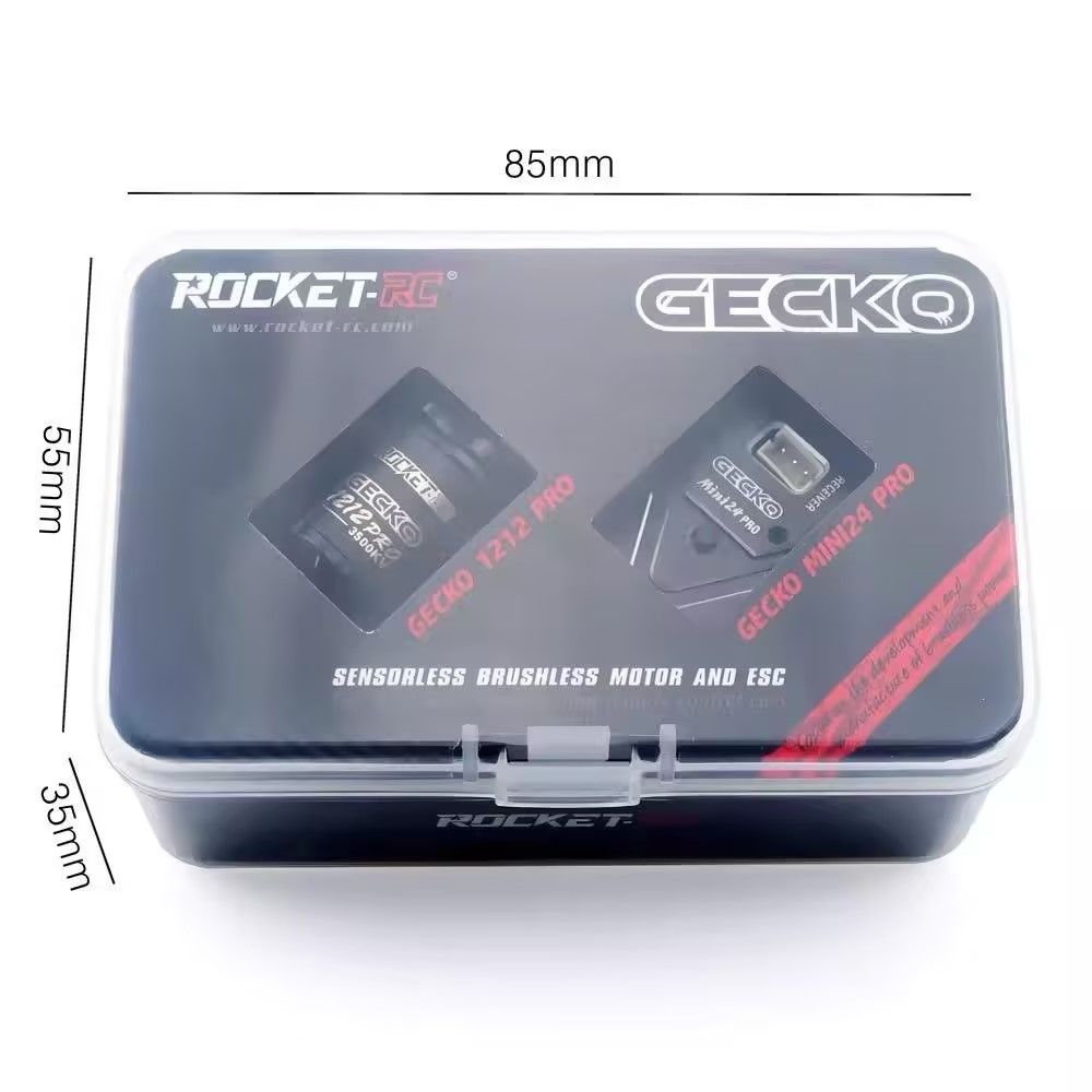 Rocket Gecko 1212 Pro Outrunner Brushless Motor + Mini24 Pro 25A FOC Sensorless ESC Combo | For 1/18 & 1/24 Mini RC Crawlers DJ010