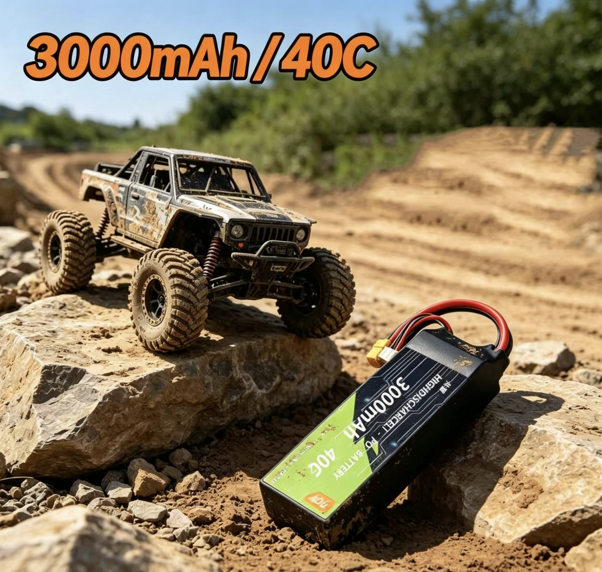 3000mAh 40C High Discharge Rate LiPo Battery with XT60 Plug, Power Lithium Battery for RC Crawler Racing Car, 2S-6S Multi-size Compatible  DC3