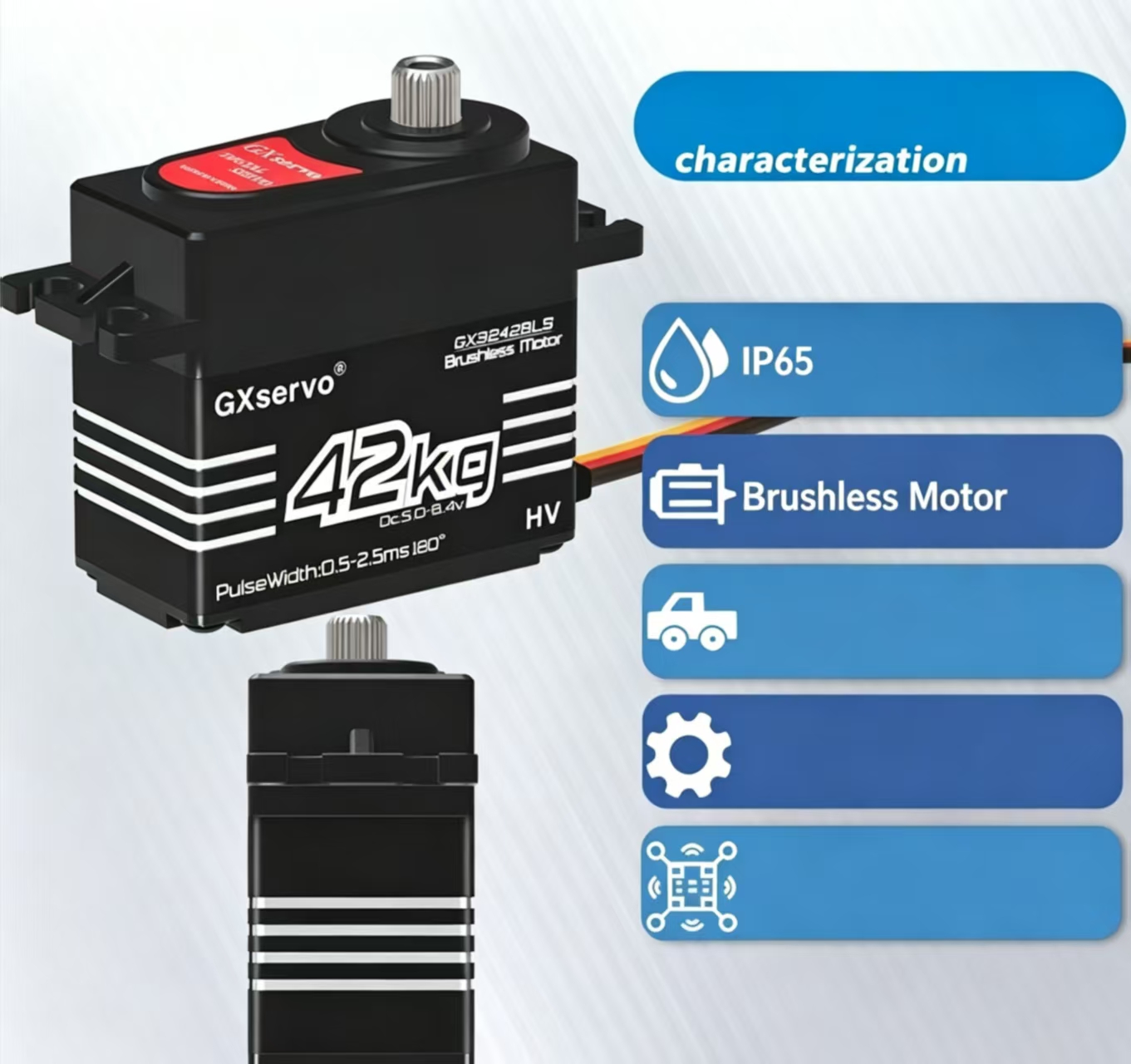42KG High Torque Brushless Digital Servo, Full Metal Gear HV Waterproof Servo for RC Crawler/Mechanical Arm/Drone  DJ6