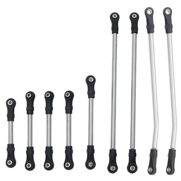 Stainless Steel Linkage Rod Upgrade Kit for 1/10 RC Crawlers, Fits Axial SCX10 II/III, TRX4, Capra 1.9 UTB  LG07