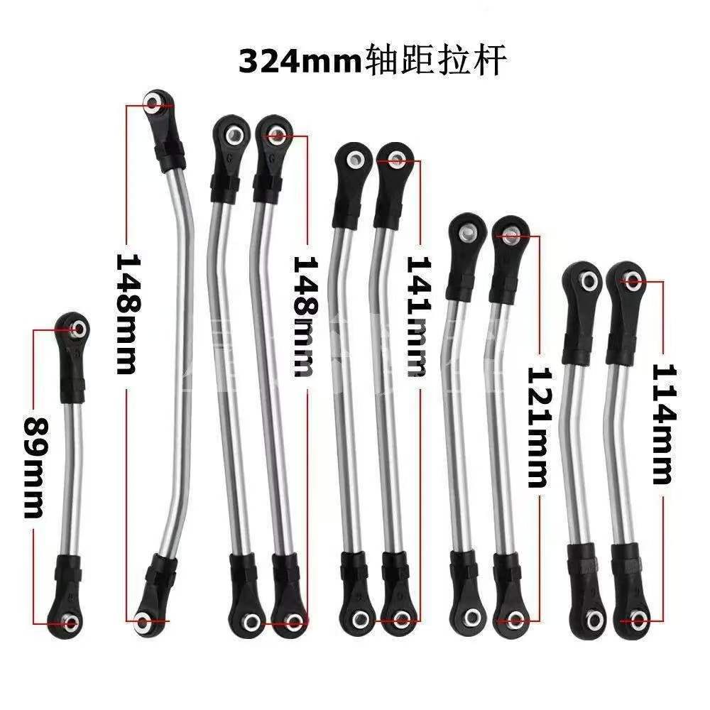 Stainless Steel Link Rod Set for SCX10 I/II 313/324mm Wheelbase, 10pcs RC Crawler Upgrade Parts  LG02