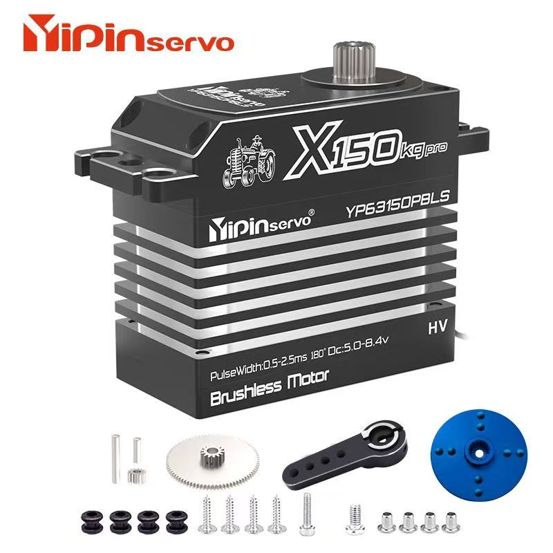 Yipinservo X150kg Pro 150kg High Torque Brushless Digital Servo - IP67 Waterproof, Industrial Grade for Robots & RC Models  DJ2