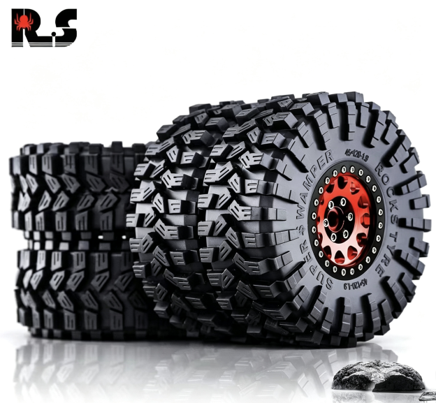 RS Red Spider 1:10 RC Crawler 1.9" "Nine-Tailed Fox" Tires & Metal Wheel Set R123 - Compatible with FMS, YK, AXIAL, RGT  LT3