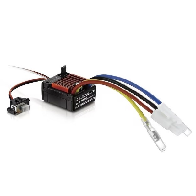 Hobbywing QuicRun WP1060 Brushed ESC + 540/555 Brushed Motor Waterproof Power Combo | Upgrade Kit for 1/10 RC Crawler, Buggy & On-Road Truck