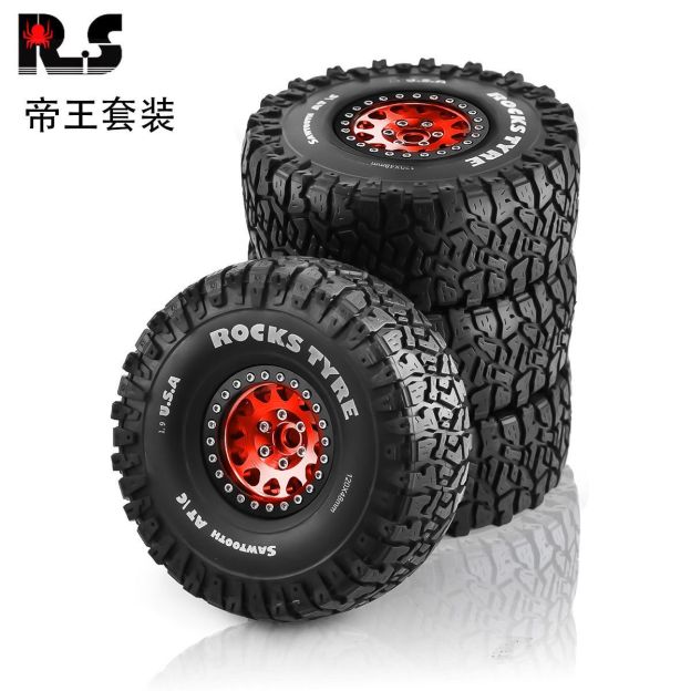 RS Red Spider 1:10 RC Crawler 1.9" Tires with Metal Beadlock Wheels - "Emperor" Tire Set R122 for AXIAL, Traxxas TRX4, YK  LT1