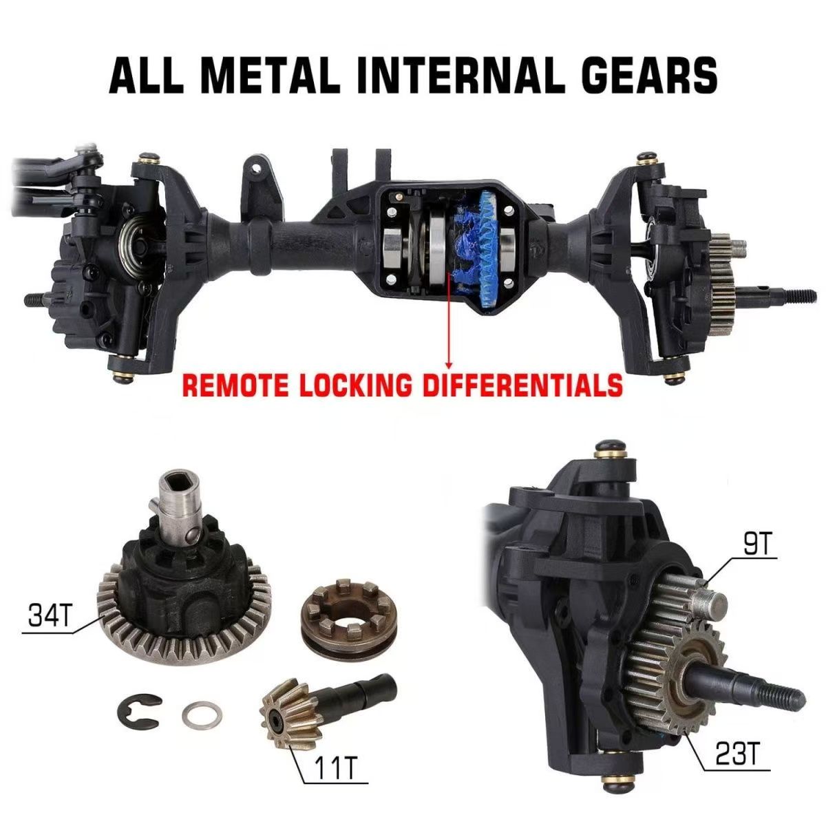 1/10 RC Crawler Traxxas TRX4 Differential Axle Set, Front & Rear Axle Upgrade  Q7