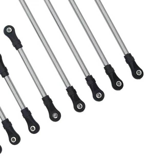 Stainless Steel Linkage Rod Upgrade Kit for 1/10 RC Crawlers, Fits Axial SCX10 II/III, TRX4, Capra 1.9 UTB  LG07