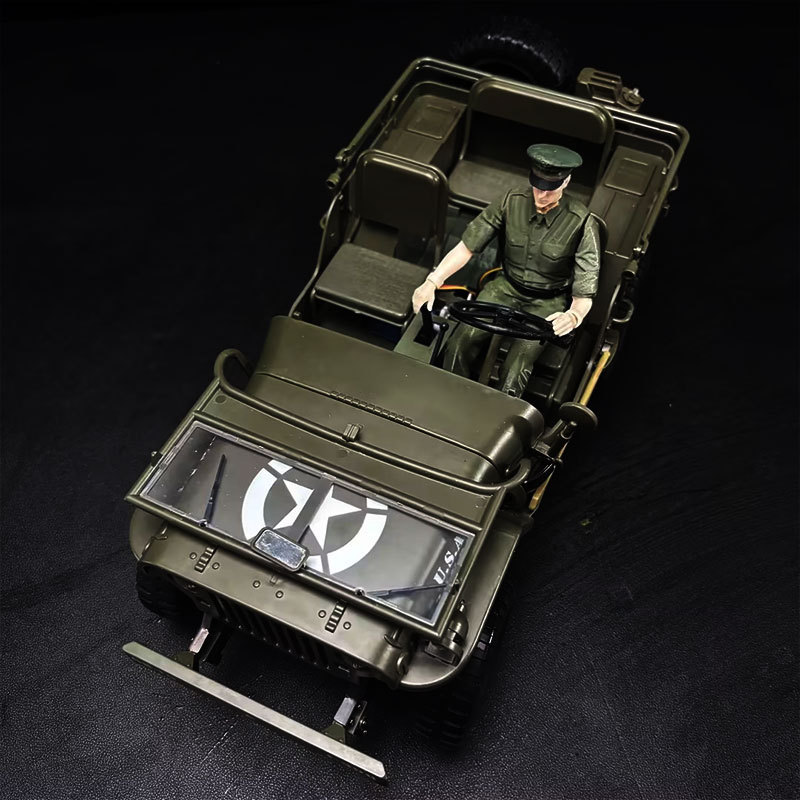 1/12 WWII Willys Military Jeep RC Modified Model Figure‑Follow‑Up Version
