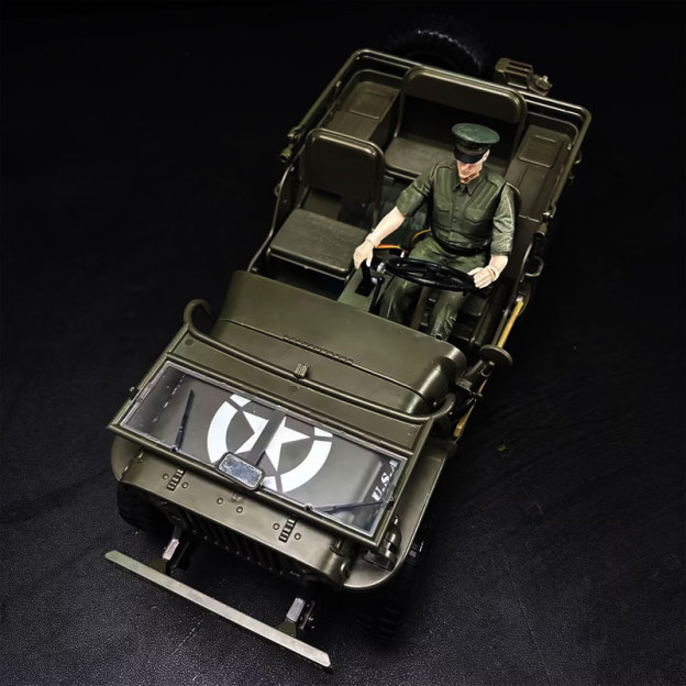 1/12 WWII Willys Military Jeep RC Modified Model Figure‑Follow‑Up Version