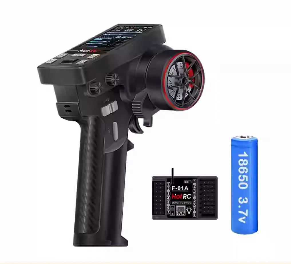 HOTRC CT-10B 10-Channel 2.4GHz RC Transmitter with Color Screen Telemetry & F-10A Receiver for RC Cars, Boats & Tanks  YG04