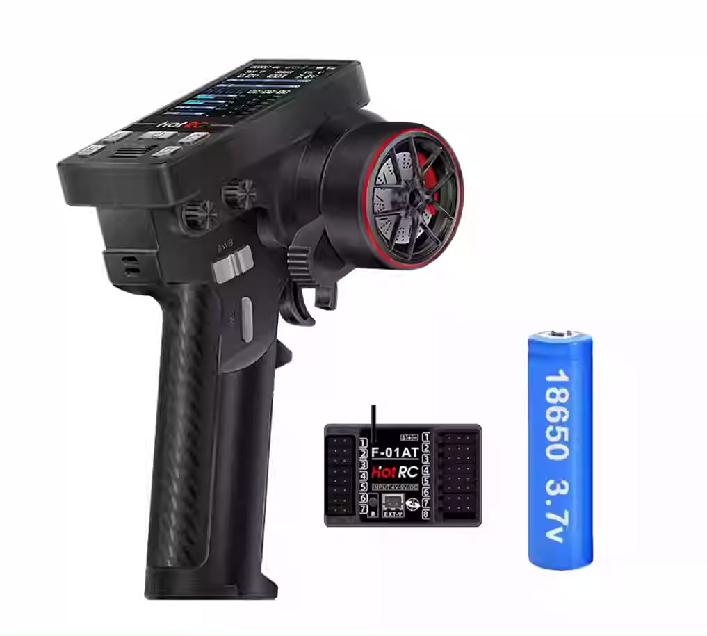HOTRC CT-10B 10-Channel 2.4GHz RC Transmitter with Color Screen Telemetry & F-10A Receiver for RC Cars, Boats & Tanks  YG04