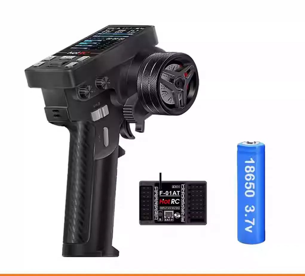 HOTRC CT-10B 10-Channel 2.4GHz RC Transmitter with Color Screen Telemetry & F-10A Receiver for RC Cars, Boats & Tanks  YG04
