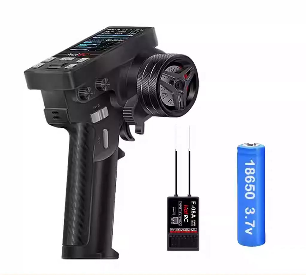 HOTRC CT-10B 10-Channel 2.4GHz RC Transmitter with Color Screen Telemetry & F-10A Receiver for RC Cars, Boats & Tanks  YG04