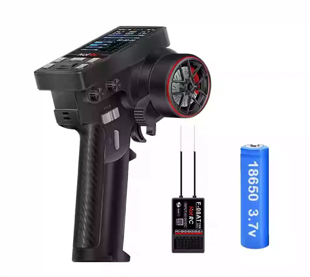 HOTRC CT-10B 10-Channel 2.4GHz RC Transmitter with Color Screen Telemetry & F-10A Receiver for RC Cars, Boats & Tanks  YG04