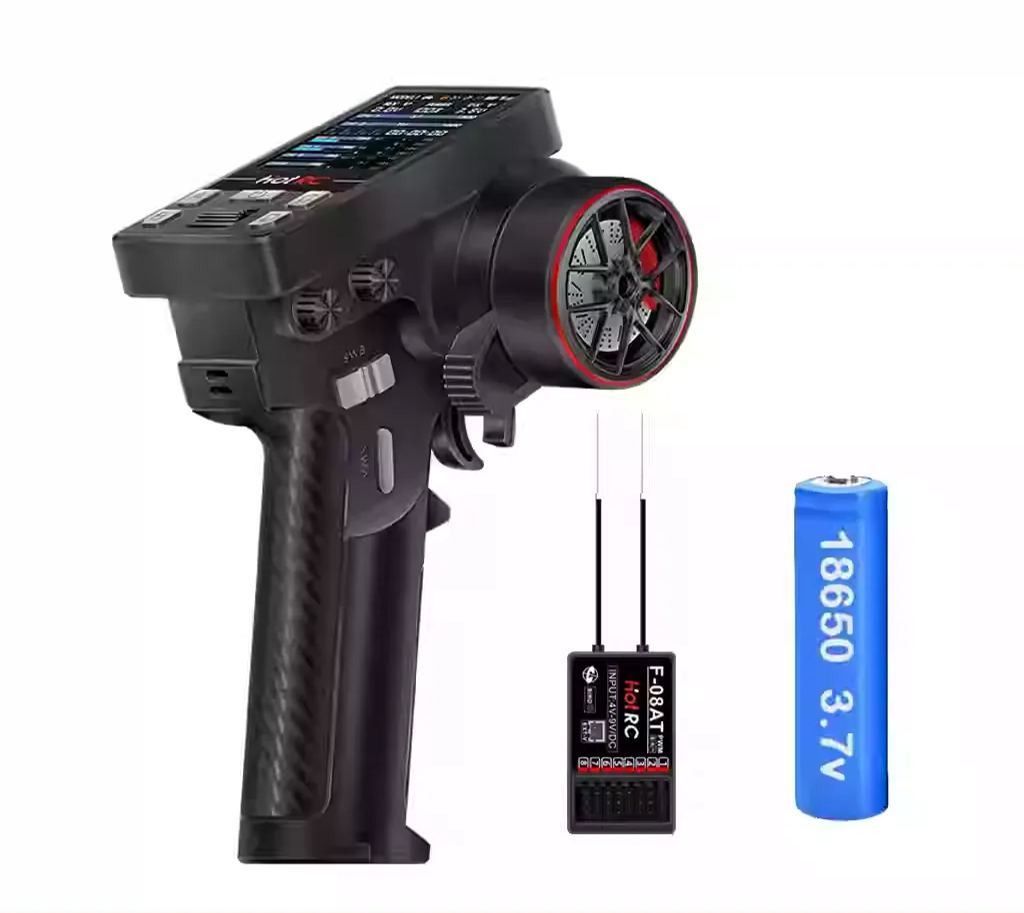 HOTRC CT-10B 10-Channel 2.4GHz RC Transmitter with Color Screen Telemetry & F-10A Receiver for RC Cars, Boats & Tanks  YG04