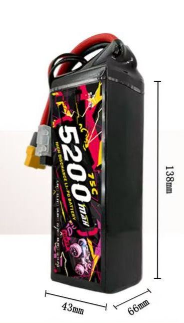 5200mAh 75C High Discharge Rate RC Lipo Battery | 2S/3S/4S/6S Optional for 1/10 & Larger RC Vehicles   DC1