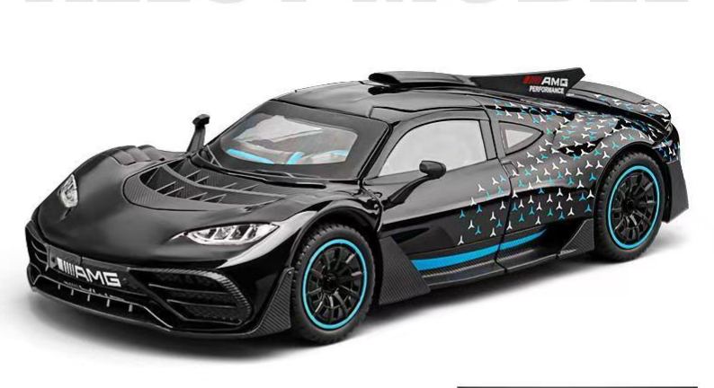 1:18 Mercedes-Benz AMG ONE Alloy Supercar Model, Light & Sound, 4-Wheel Shock Absorption, Multi-Open Doors & Adjustable Rear Wing, Diecast Car Ornament Toy for Boys   ZM9