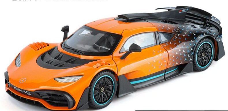 1:18 Mercedes-Benz AMG ONE Alloy Supercar Model, Light & Sound, 4-Wheel Shock Absorption, Multi-Open Doors & Adjustable Rear Wing, Diecast Car Ornament Toy for Boys   ZM9