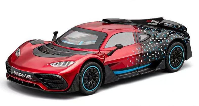 1:18 Mercedes-Benz AMG ONE Alloy Supercar Model, Light & Sound, 4-Wheel Shock Absorption, Multi-Open Doors & Adjustable Rear Wing, Diecast Car Ornament Toy for Boys   ZM9