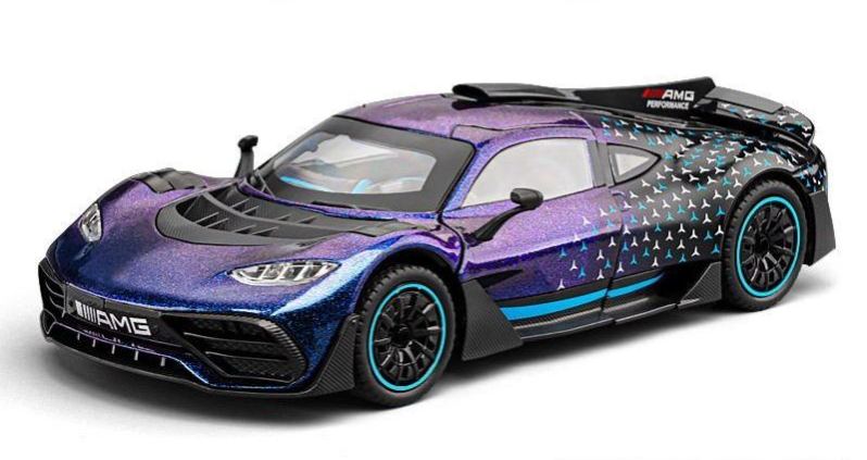 1:18 Mercedes-Benz AMG ONE Alloy Supercar Model, Light & Sound, 4-Wheel Shock Absorption, Multi-Open Doors & Adjustable Rear Wing, Diecast Car Ornament Toy for Boys   ZM9