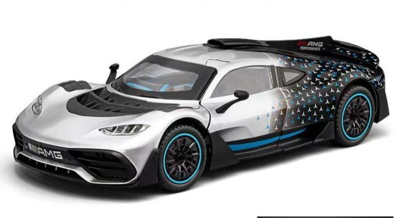 1:18 Mercedes-Benz AMG ONE Alloy Supercar Model, Light & Sound, 4-Wheel Shock Absorption, Multi-Open Doors & Adjustable Rear Wing, Diecast Car Ornament Toy for Boys   ZM9