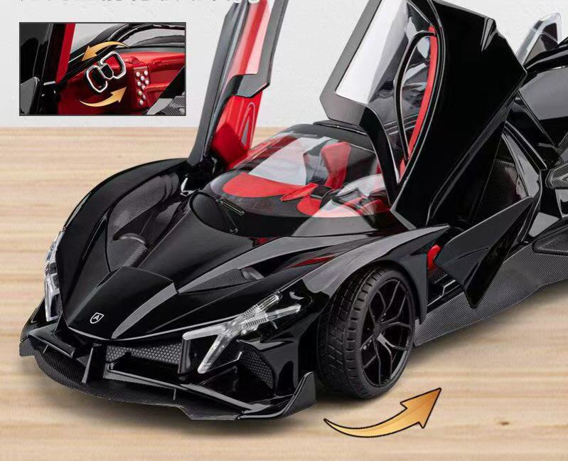 1:18 Apollo EVO Alloy Sports Car Model, Light & Sound, Pull Back Function, Shock Absorption, Multi-Open Doors Supercar Ornament Toy Car for Boys   ZM8
