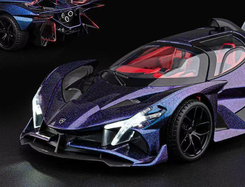 1:18 Apollo EVO Alloy Sports Car Model, Light & Sound, Pull Back Function, Shock Absorption, Multi-Open Doors Supercar Ornament Toy Car for Boys   ZM8