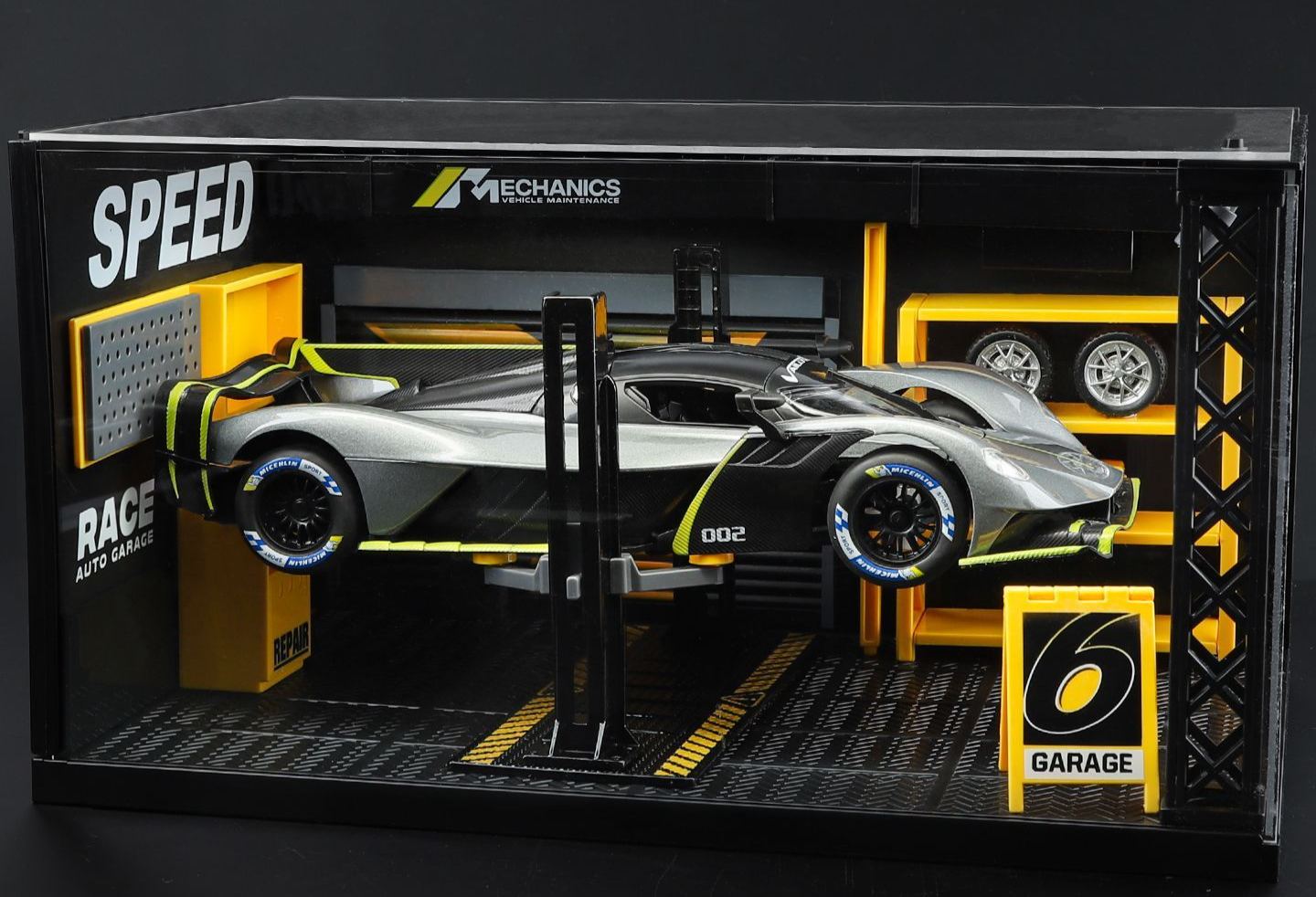  1:24 Aston Martin Valkyrie Alloy Car Model, Gull-wing Door with Light & Sound Pull Back Supercar Model, Collection Ornament Gift for Men  ZM6