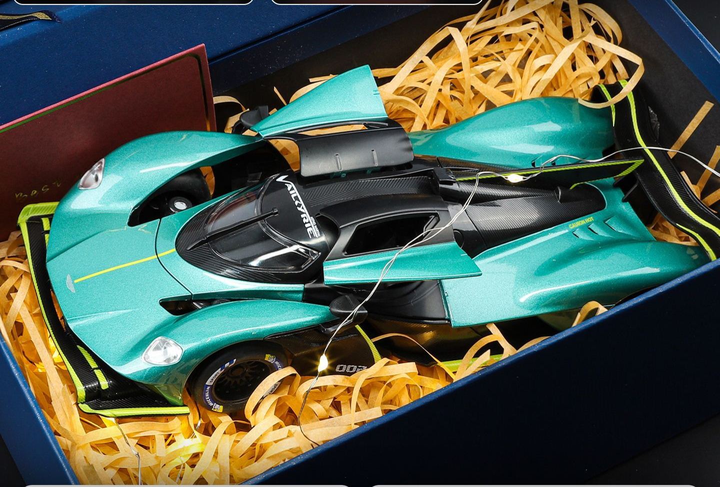  1:24 Aston Martin Valkyrie Alloy Car Model, Gull-wing Door with Light & Sound Pull Back Supercar Model, Collection Ornament Gift for Men  ZM6
