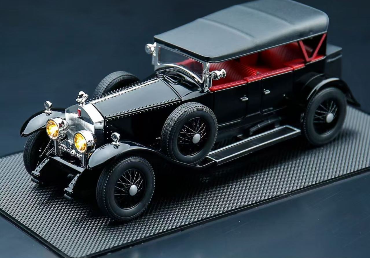 1:24 Rolls-Royce Phantom I Vintage Alloy Car Model, Light & Sound, Pull-Back, Collectible Display with Dust Cover, Birthday Gift   ZM5