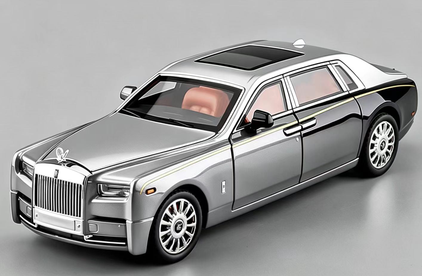 1:18 Rolls-Royce Phantom Alloy Car Model, Light & Sound, Pull-Back, Openable Doors, Collectible Display, Boys' Gift  ZM2