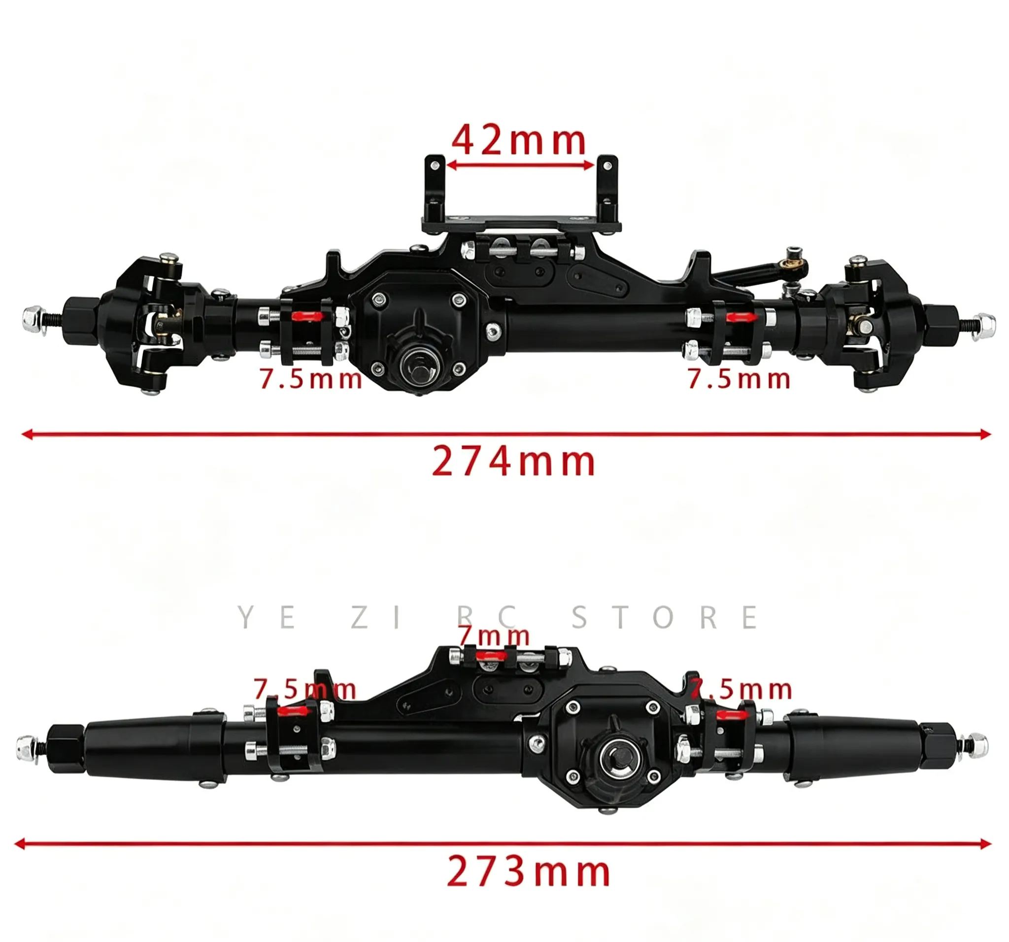 CNC Aluminum Front & Rear Axle Set for 1/10 Axial RR10 WRAITH RC Crawler  Q05