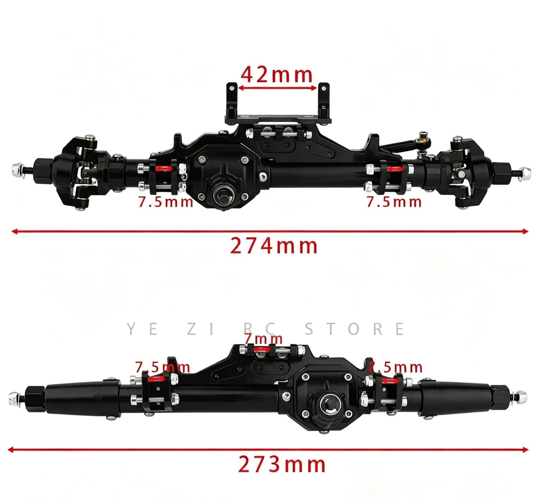 CNC Aluminum Front & Rear Axle Set for 1/10 Axial RR10 WRAITH RC Crawler  Q05