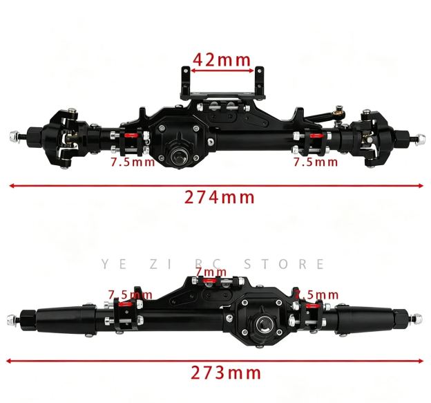 CNC Aluminum Front & Rear Axle Set for 1/10 Axial RR10 WRAITH RC Crawler  Q05
