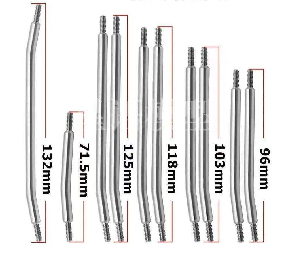 Stainless Steel Link Rod Set for SCX10 I/II 313/324mm Wheelbase, 10pcs RC Crawler Upgrade Parts  LG02