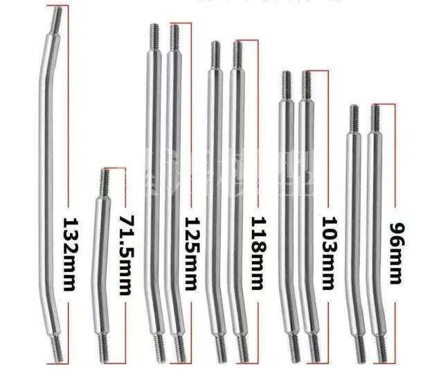 Stainless Steel Link Rod Set for SCX10 I/II 313/324mm Wheelbase, 10pcs RC Crawler Upgrade Parts  LG02