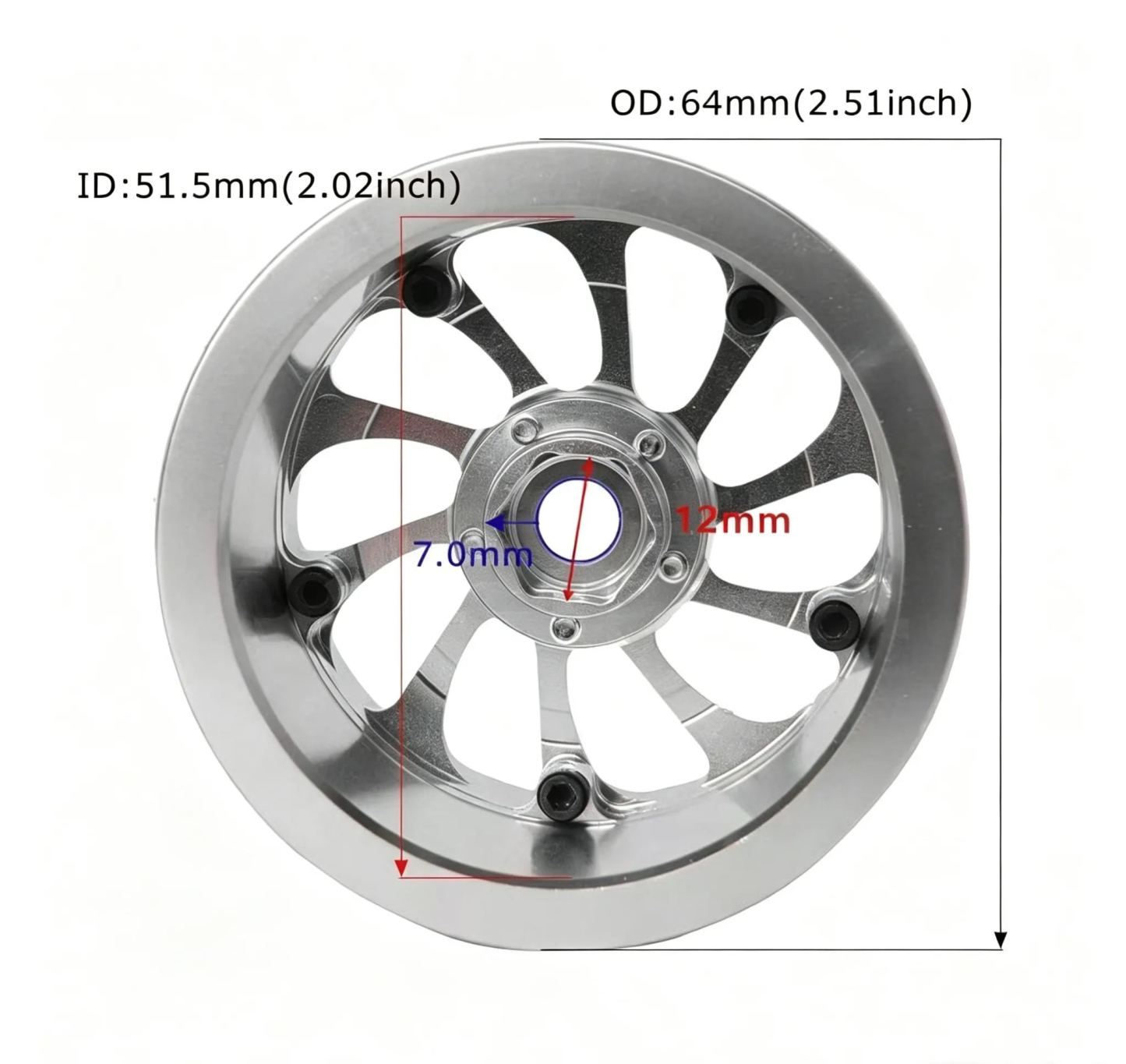 2.2" Tornado Style Metal Beadlock Wheels, CNC Aluminum RC Crawler Wheels for AXIAL SCX10 TRX4  L2