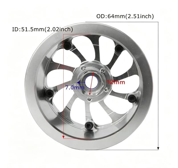2.2" Tornado Style Metal Beadlock Wheels, CNC Aluminum RC Crawler Wheels for AXIAL SCX10 TRX4  L2
