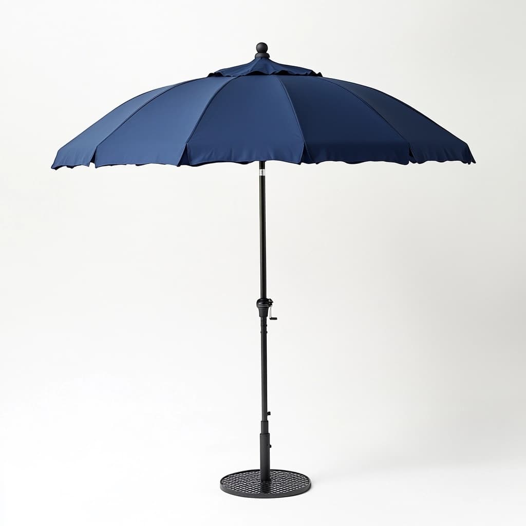 Sombrilla de terraza grande para exterior azul oscuro tela impermeable estructura de metal 250cm protección solar ajuste de altura sombrilla de jardín-Naivejoy