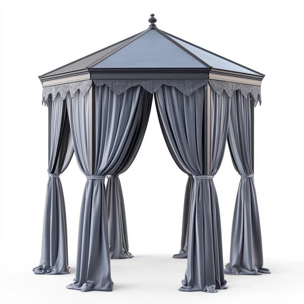 Pabellón de jardín para exteriores gris acero y tela resistente 3x3 metros protección solar multiusos-Naivejoy