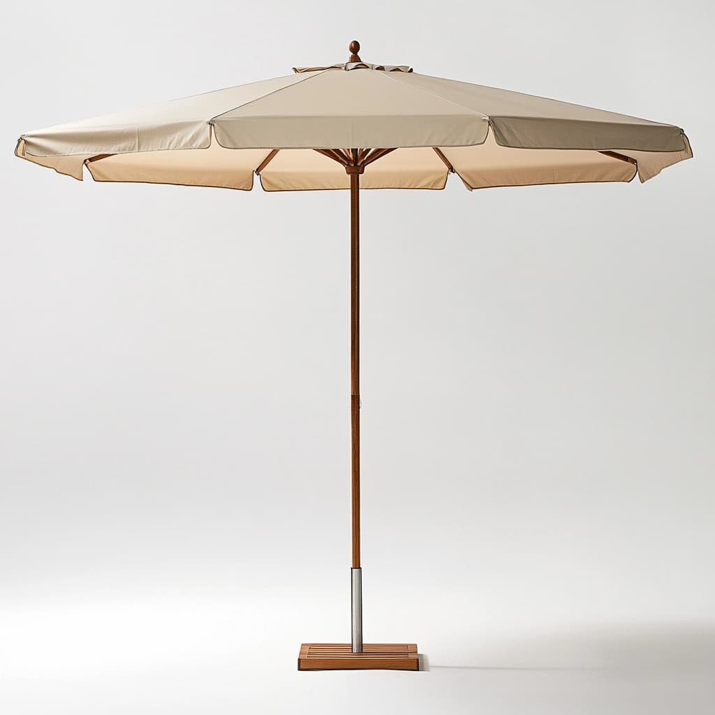 Sombrilla de jardín para terraza color beige estructura de madera 250x250 cm resistente al agua ideal para exteriores-Naivejoy