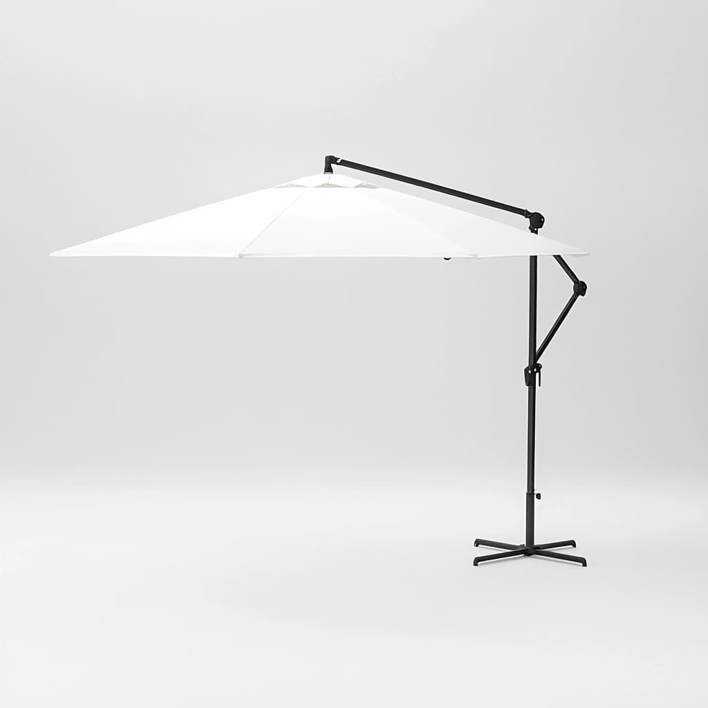 Sombrilla de jardín con brazo lateral para exteriores en color blanco estructura de metal resistente 300x250 cm protección solar ajustable-Naivejoy