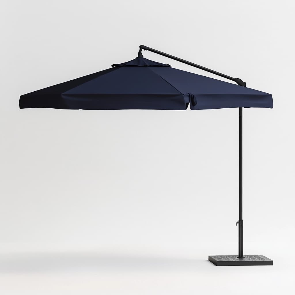 Sombrilla de jardín con brazo lateral ideal para exteriores azul marino aluminio y tela impermeable 3 metros protección solar sombrilla de patio-Naivejoy