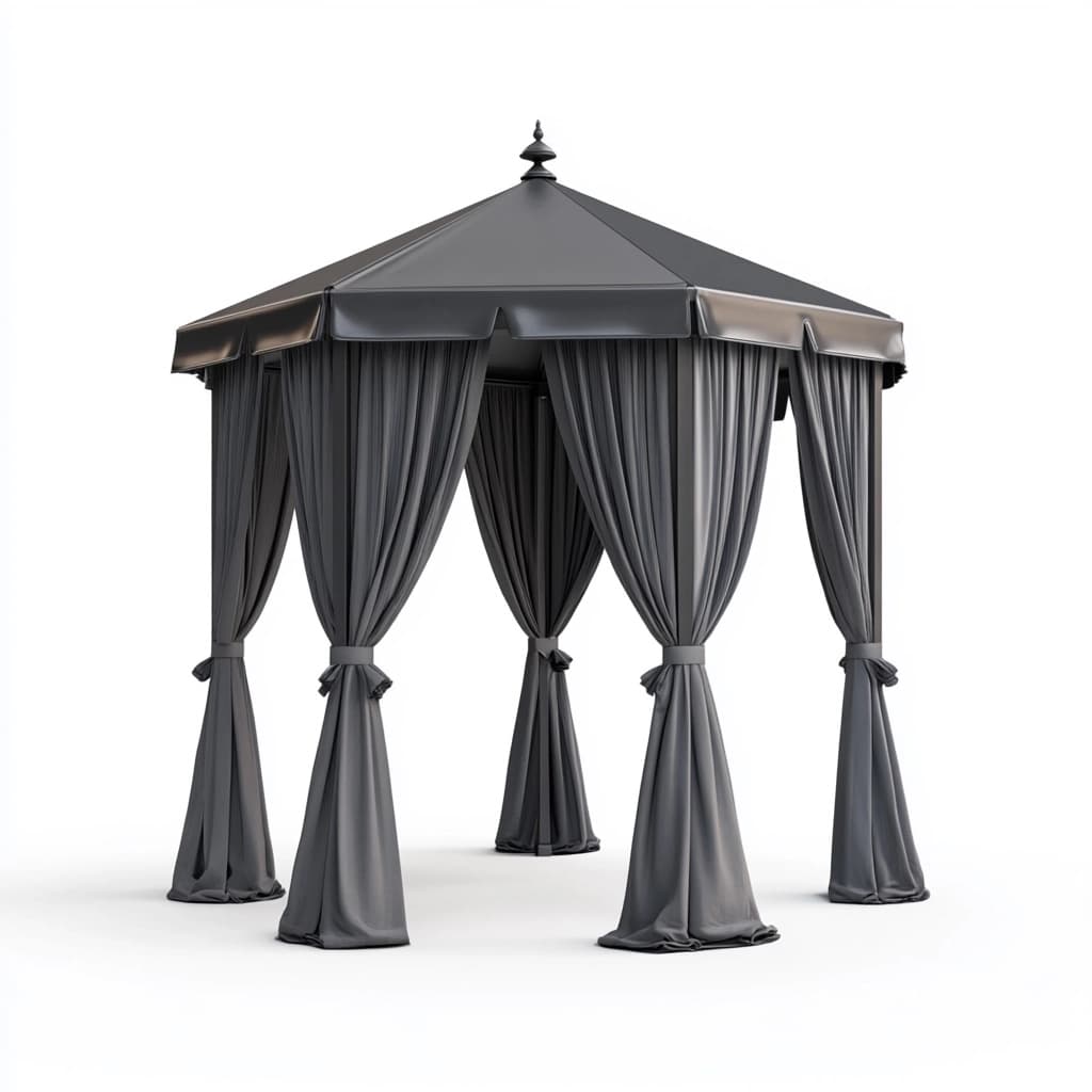 Pabellón de jardín exterior color gris en acero y poliéster 3x3 metros ideal para terraza y actividades al aire libre-Naivejoy